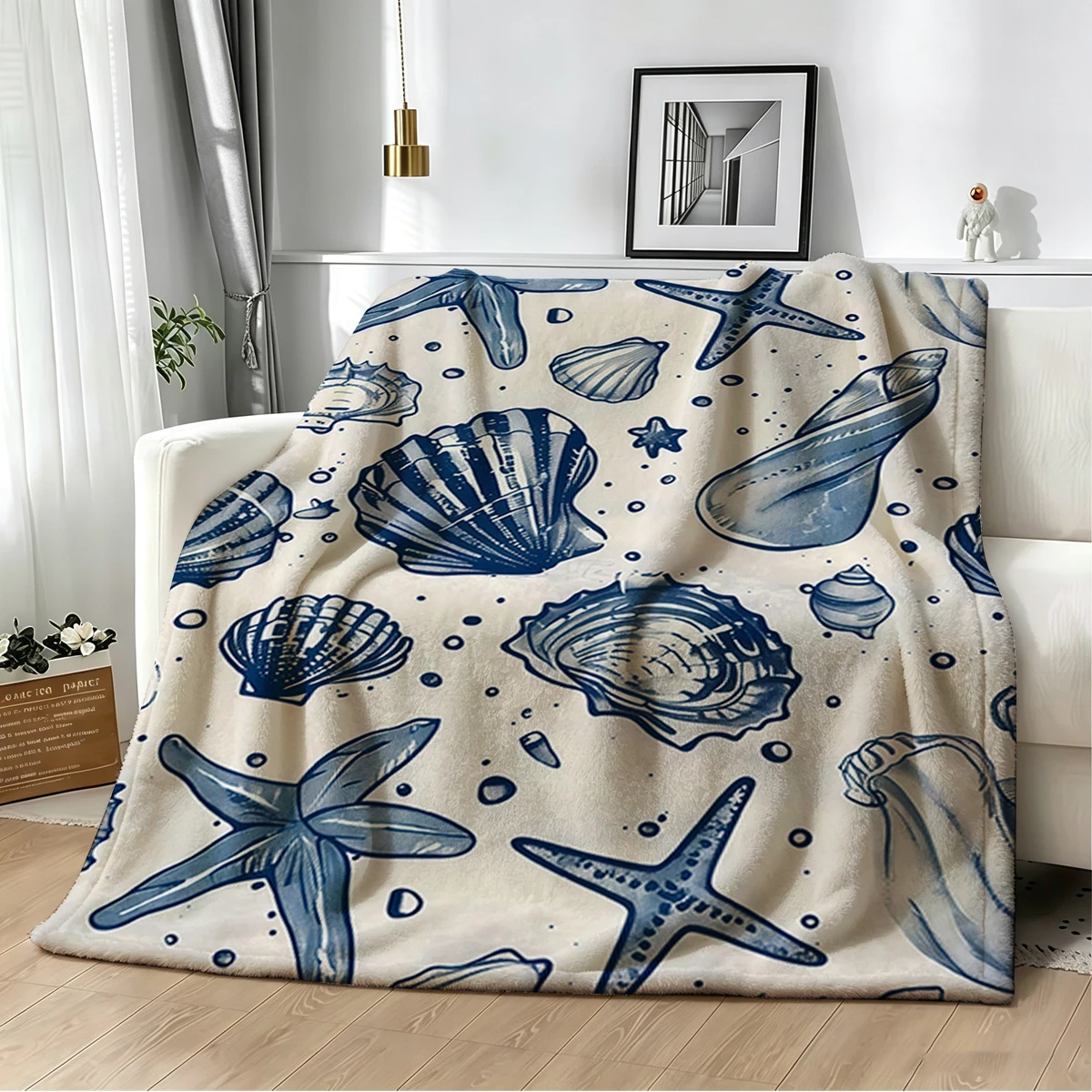 Ocean Treasures  Flannel Blanket Warm Soft Halloween Christmas Couch Warm Cozy Decorative Decor Gift for All Season