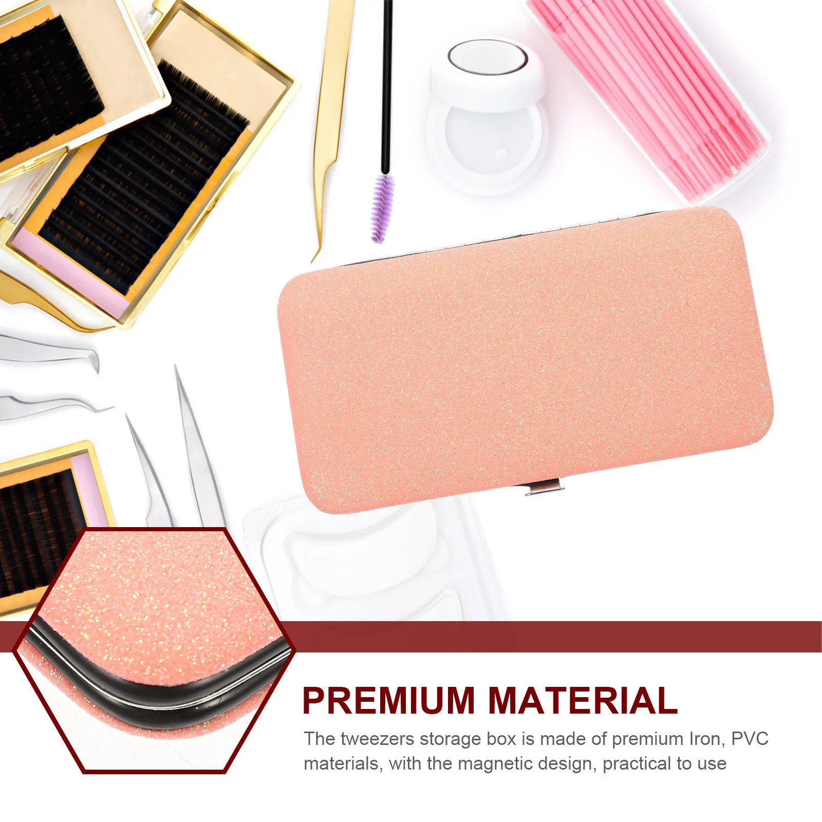 Premium pincet opbergdoos voor wimperextensies Draagbaar compact ontwerp Gladde gouden textuur Make-up gereedschap organizer case