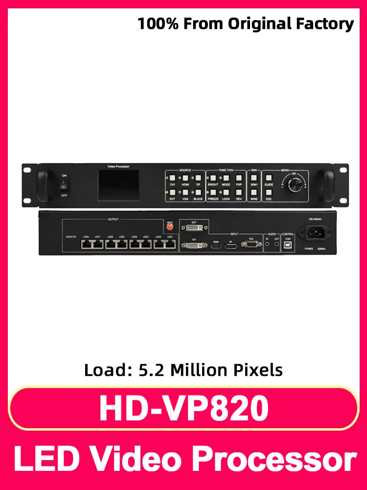 

HD-VP820 полноцветный телефон, экран, видеопроцессор, синхронная система 2 в 1, DP HDMI VGA DVI, воспроизведение контроллера