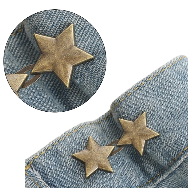 652f Star Pant Pin Pin Jean Button Pin Tidak Ada Tombol Pinggang Jahit Pinggang Gesper Tombol Instan