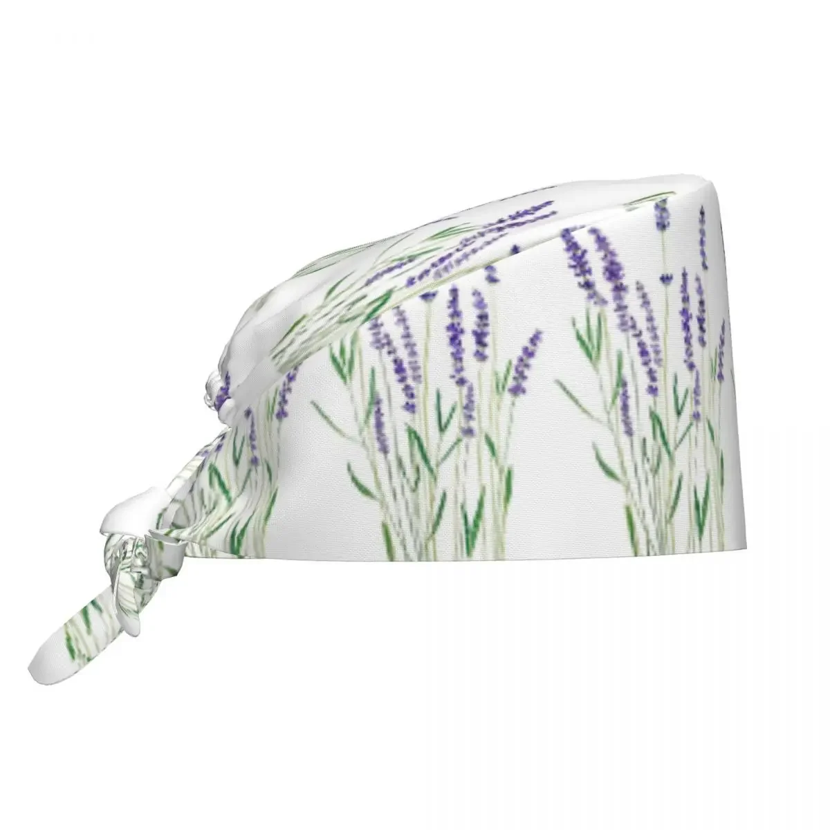 Hand Painted Purple Lavender Scrub Hat Doctor Working Surgical Cap Unisex Adjustable Nursing Caps for Dentist