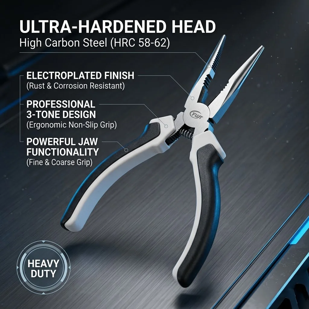 6 Inch Long Needle Nose Pliers Industrial Grade CR-V Steel Rustproof Precision Pliers for Jewelry Making Home Repair Fishing