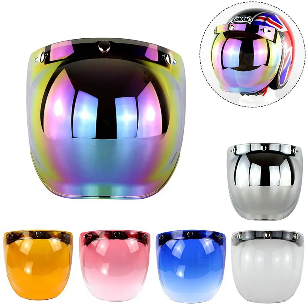 Helmet Visor Retro 3-snap Sunscreen Sun Shield Visor Bubble Mirro Windproof Motorcycle Helmet Lens for Helmet Face Lens