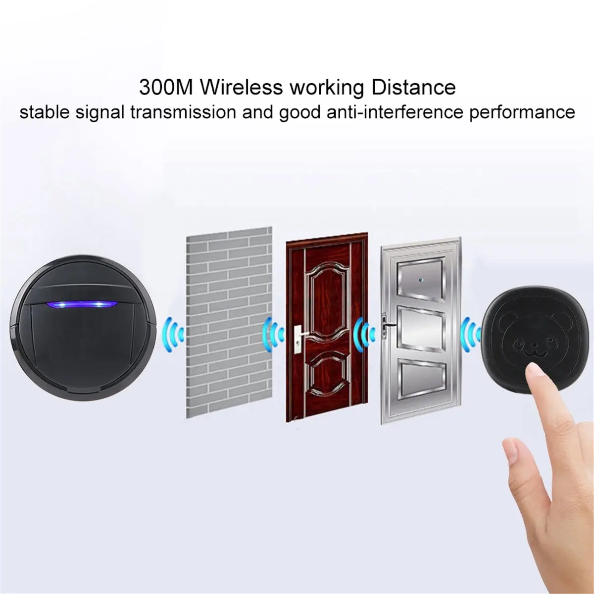 【STABLE QUALITY】Dog Touch Door Bell Wireless Waterproof SOS Door Bell with 2 Transmitters 1 Receiver, for Pet Home Entry Caller