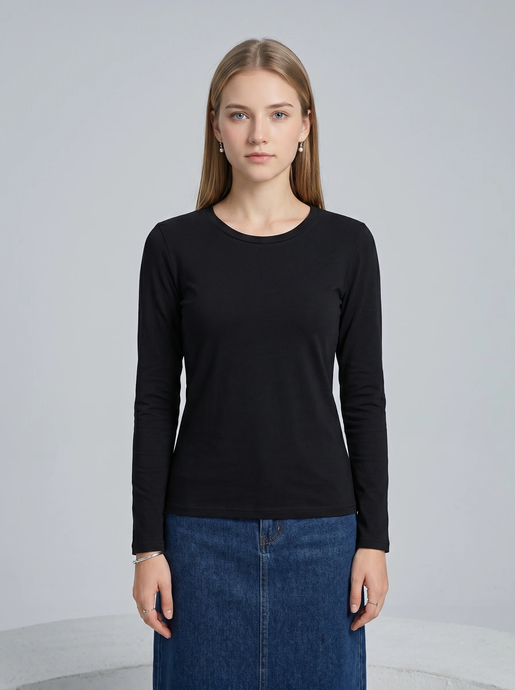 2023 Brand New Women\'s T-shirt Slim Women T-shirt Long-sleeved for Female Thin White Tops Woman Tees Shirt