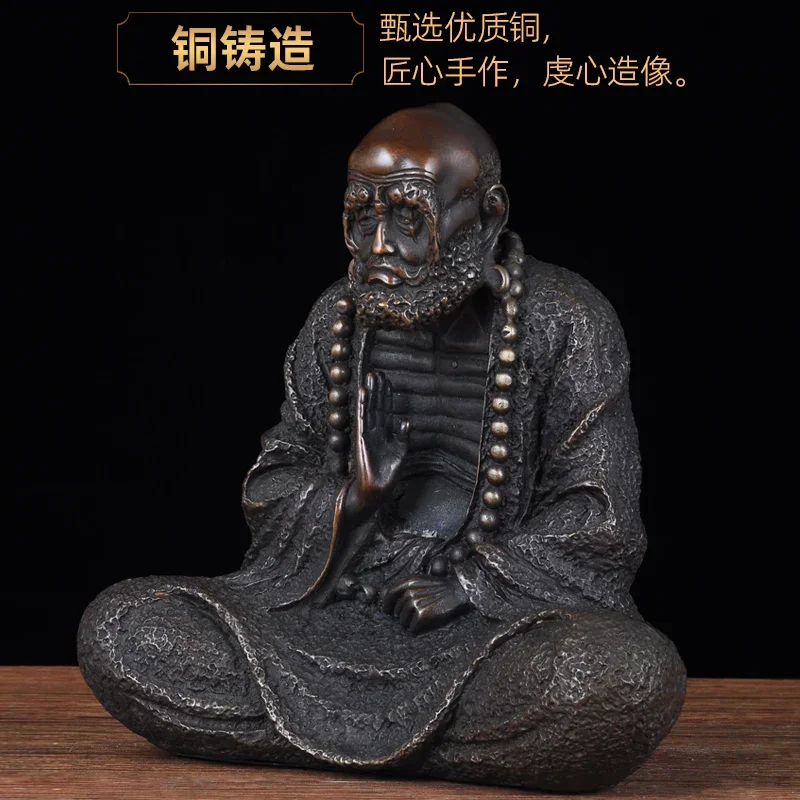 Figurines All Copper Bodhi Dharma Piece Dharma Bronze Home Buddhist Hall Temple Buddha Worship Living Room Porch Decoration