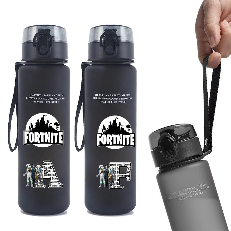 

650ml Fortnites Drinking Water Cup Anime Portable Children's Cute Letter A-Z Outdoor Sports Large Capacity Water Bottle Gift New