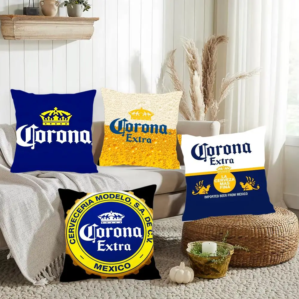 Logo C-Corona Extra Beer Cushion Cover Luxury Soft Plush Pillowcase Double Side Cushion Cover Cozy Home Decor Unique Gifts