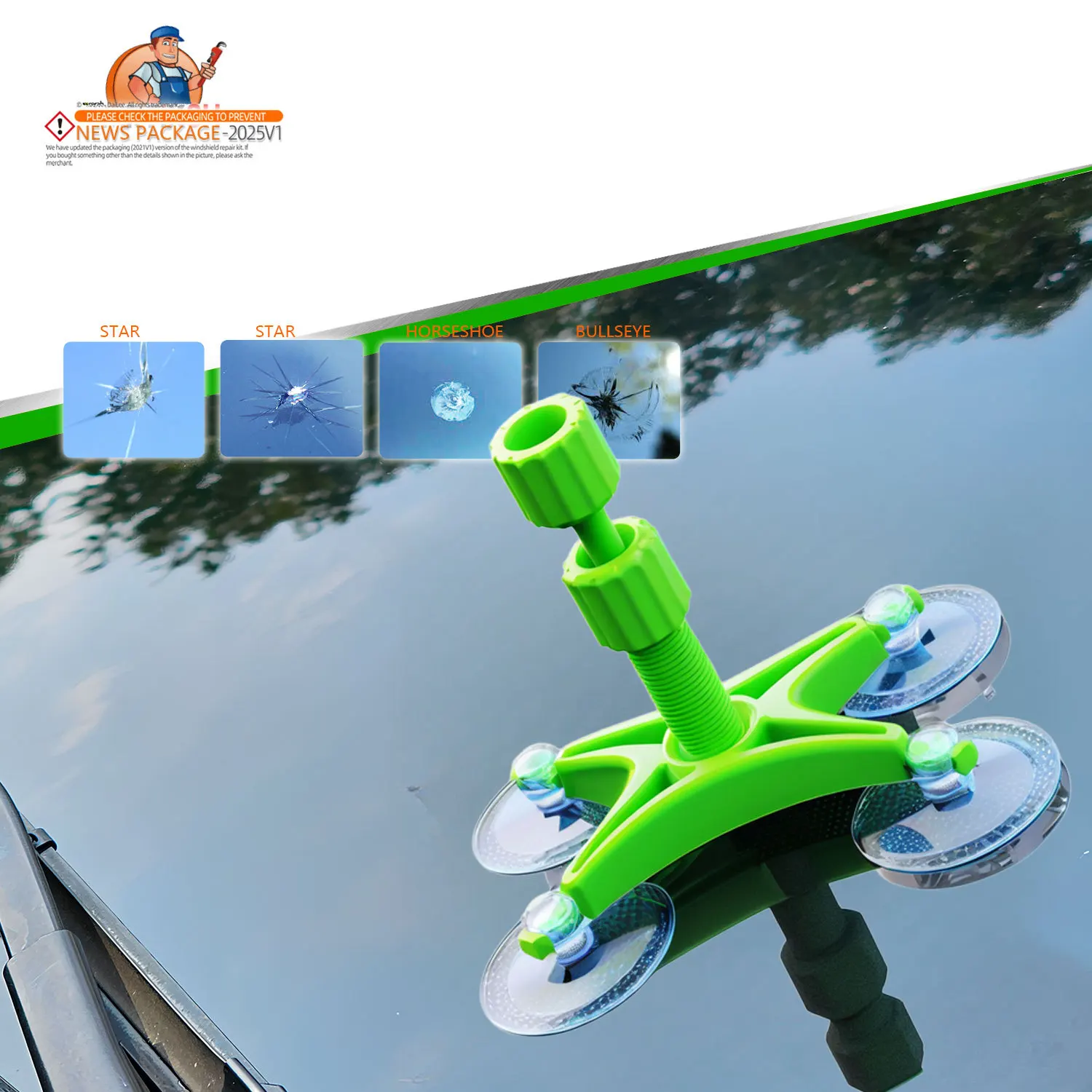 

Windshield Repair Kit Quick Fix Car Cracked Glass Windscreen Resin Sealer DIY Auto Window Screen Polishing