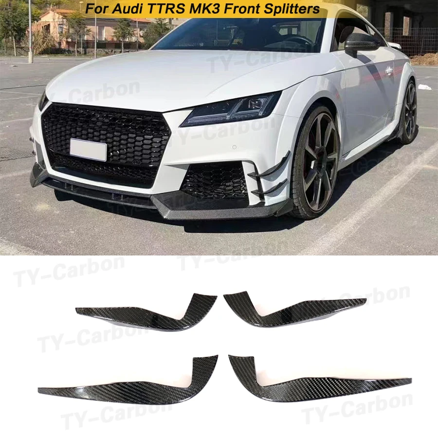 

Real Carbon Fiber Front Bumper Splitters For Audi TTRS MK3 Front Bumper Air Vent Fender Fins Vents Canards Splitte 2016-2018