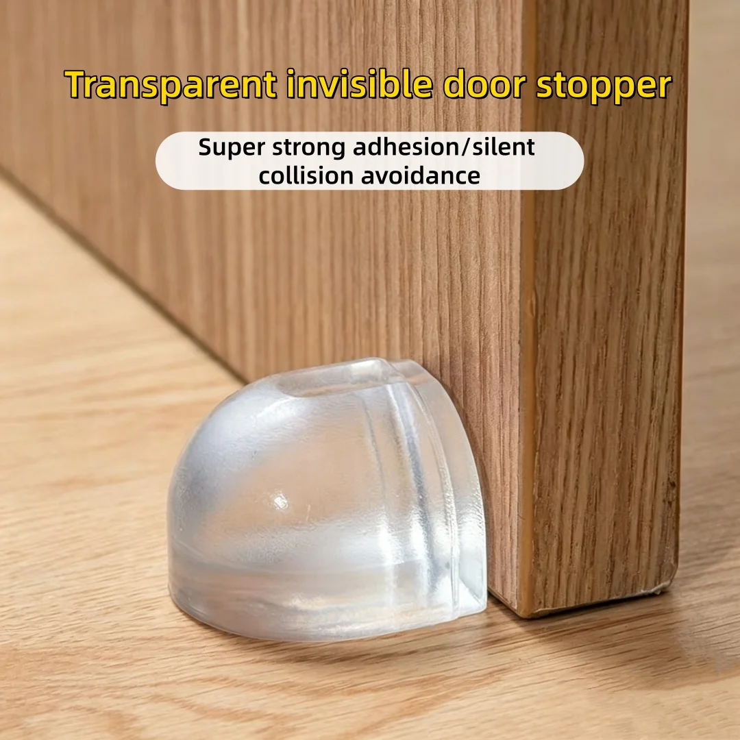 Door stop, transparent silicone door connecting wall protector and wall door bumper, also suitable for door bottom，transparent