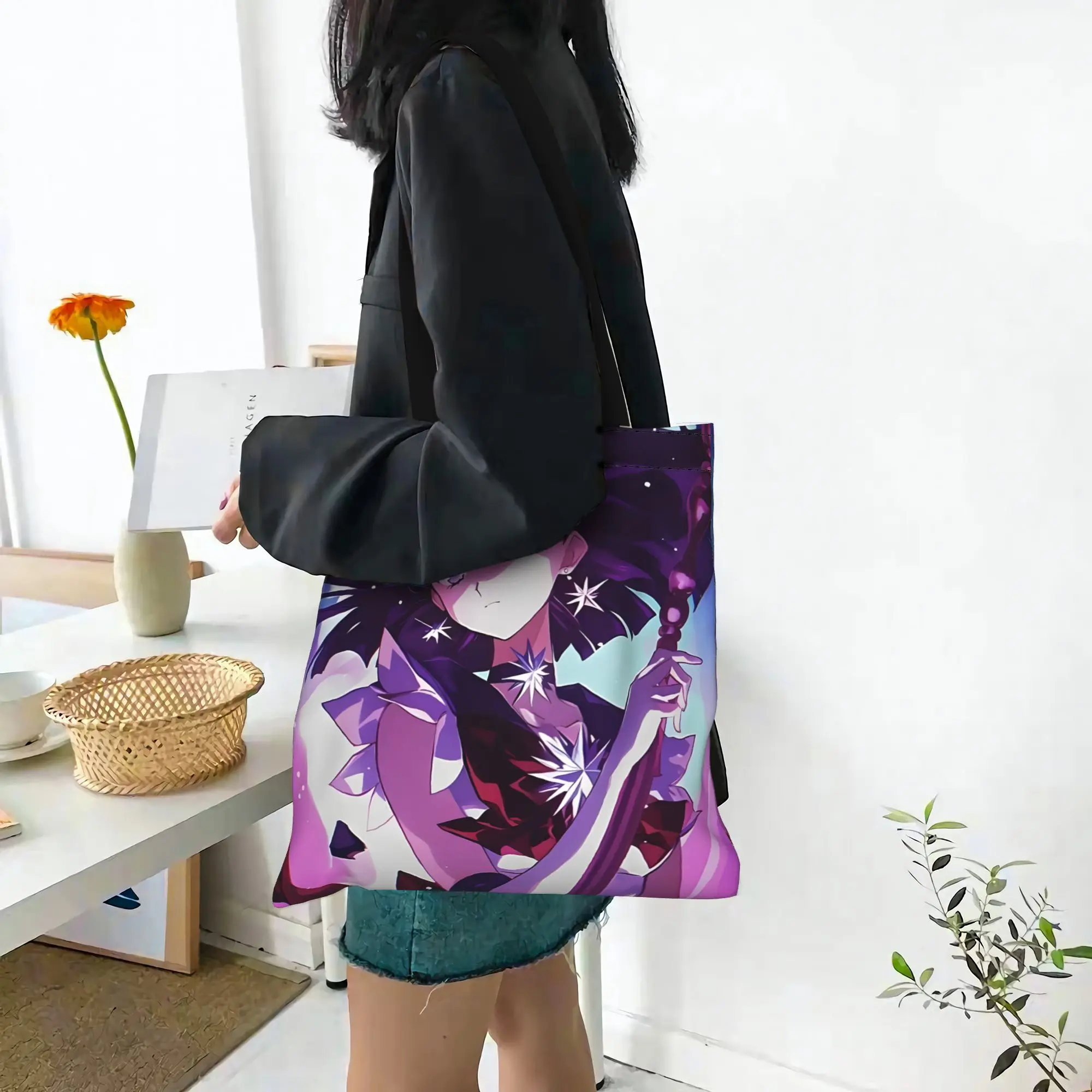 1PC Sailor Saturn Canvas Tote Bag Sailor Moon Canvas Tote Bag Perfect for Shopping Grocery Travel & Outdoor - view 5