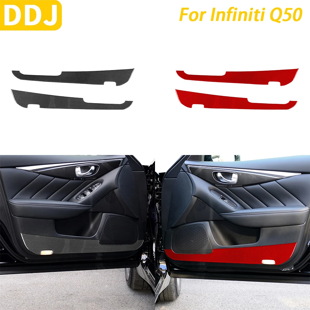 

For Infiniti Q50 2014 2015 2016 2017 2018 2019 2020 Car Accessories Carbon Fiber Front Door Panel Trim Cover Interior Sticker