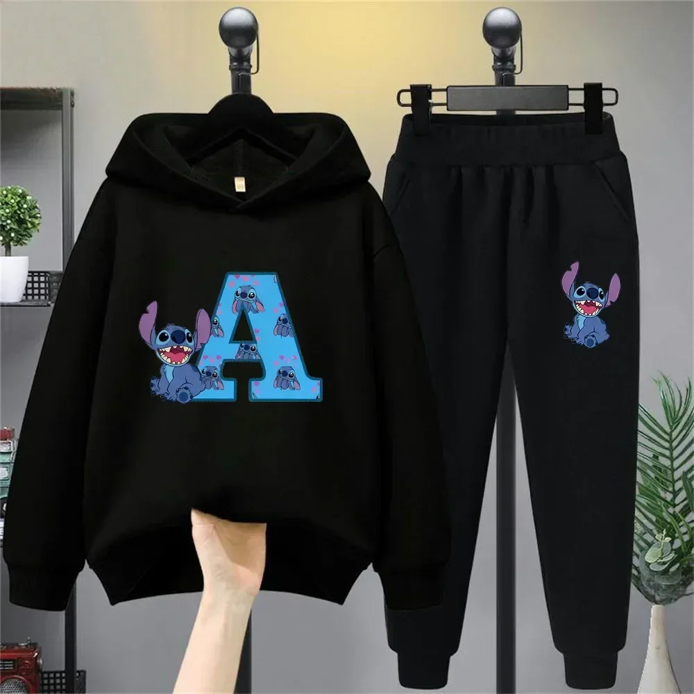 Lilo And Stitch Hoodie Set Birthday Lucky Letters Children's Clothing Girls And Boys Harajuku Pattern Hoodie Baby Casual