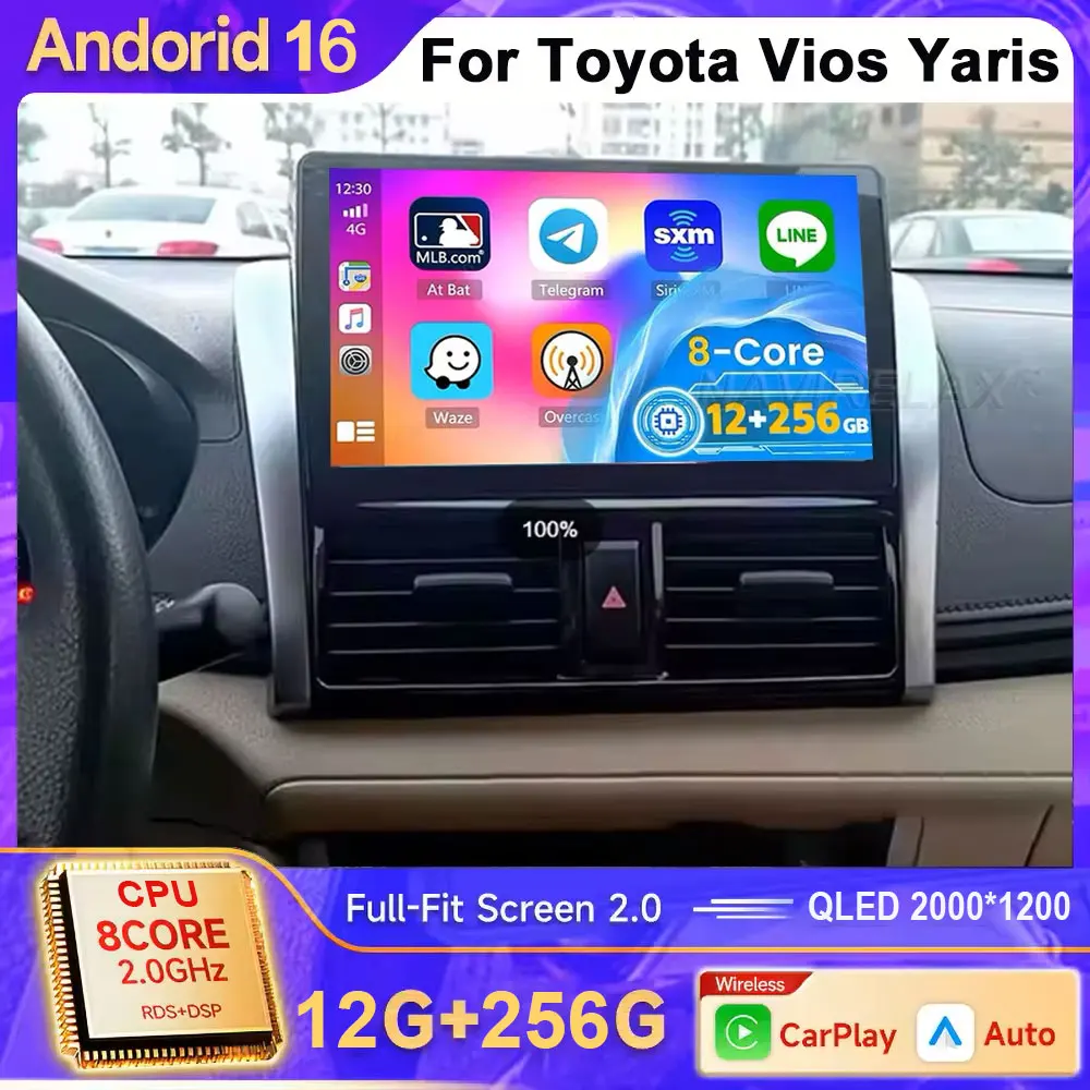 10 '' Android 16 For TOYOTA VIOS YARIS 2013 - 2016 GPSCar Radio Video Multimedia Player Navigation WiFi Bluetooth Button