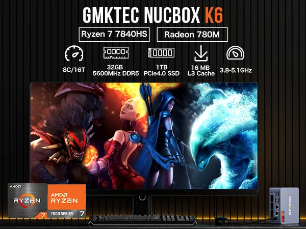 ミニPC GMKtec K6 AMD 7840HS RAM 16GB SSD 512GB 楽天市場】GMKtec ミニpc 【AMD Ryzen 7 7840HS 32GB(16GB*2) DDR5 1TB