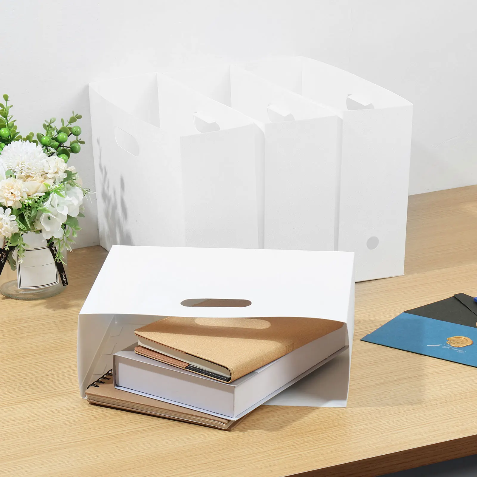4/6Pcs Foldable Desktop Book File Organizer Scrapbook Paper Storage Box Multipurpose Desktop File Sorting Sundries Stand Box