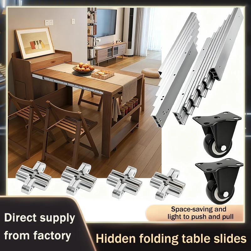 Summit Multipurpose Hidden Extension Slide Rail For Foldable Table Kitchen Cabinet Pull Out Track Hardware Folding Mechanism