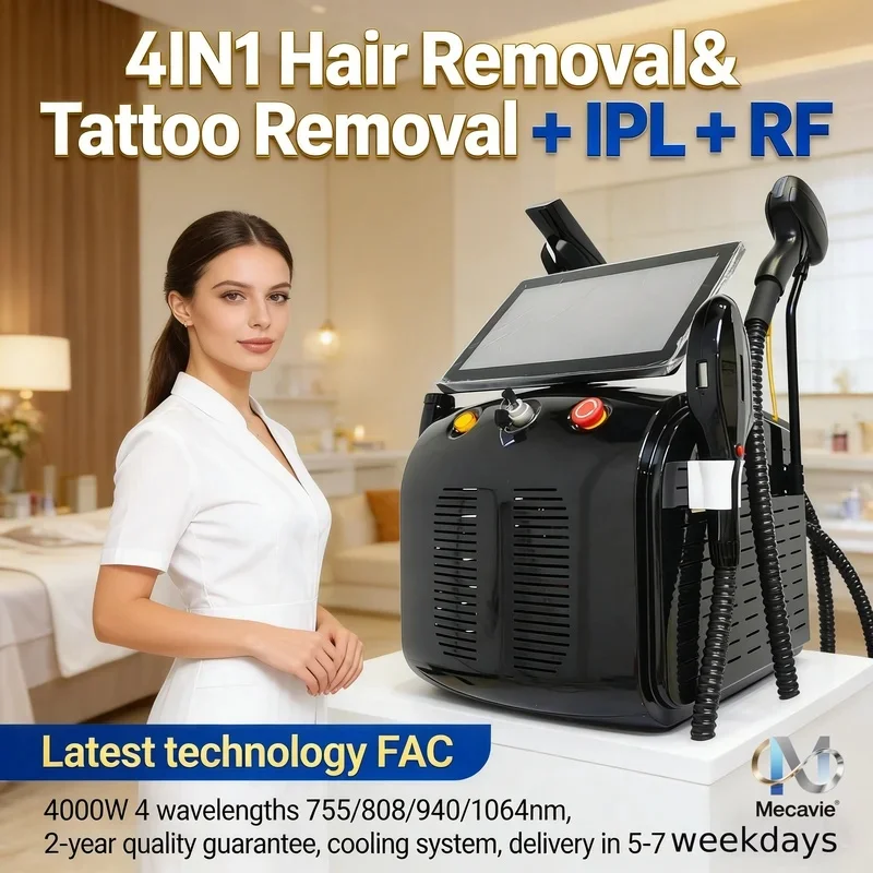 4 IN 1 Soprano Titanium Ice Platinum RF Diode 755 808 940 1064nm 4 Wave PICO Laser ND:YAG  Painless Hair Removal Machine 2025