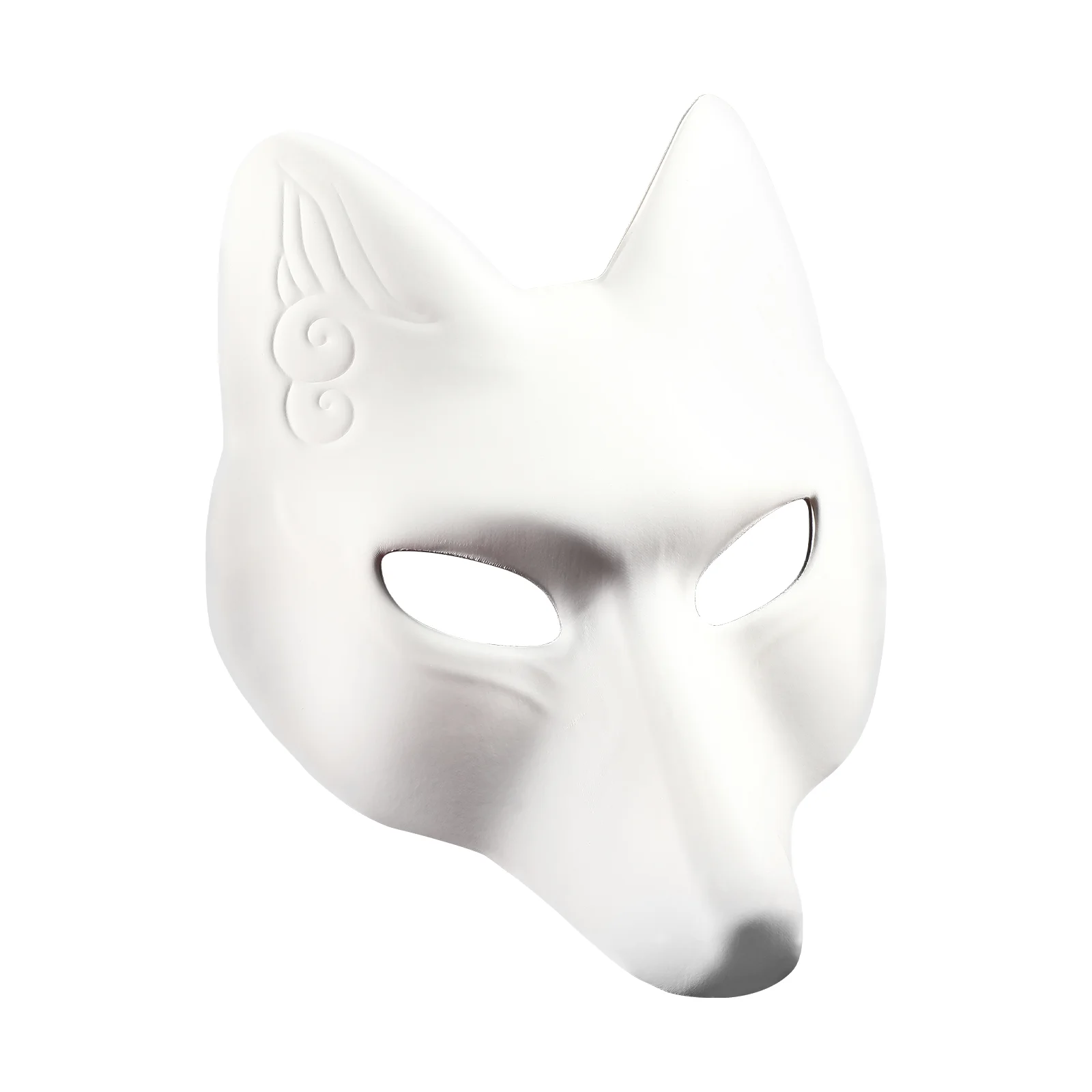 

White Fox DIY Mask Unpainted Masquerade Masks Halloween Costumes Dress up Facial Cosplay Face Cover