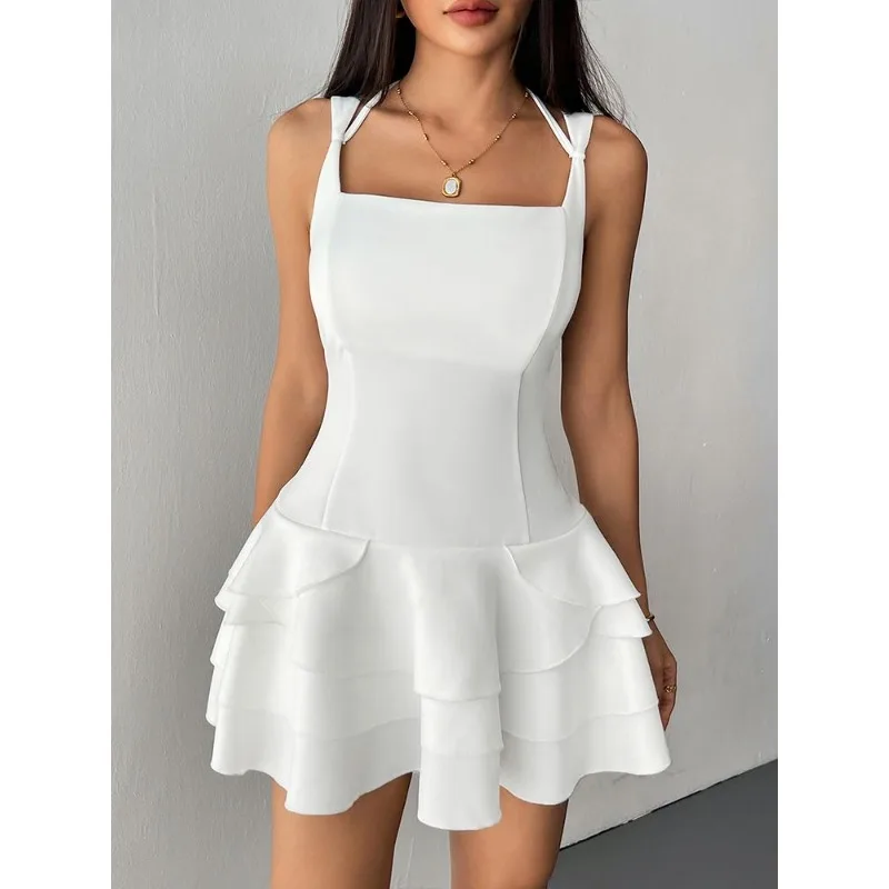 Suspender Lotus Leaf Dress Temperament Commuting Waist New Ballet Short Sexy Short Skirt High Appearance Level and High Quality