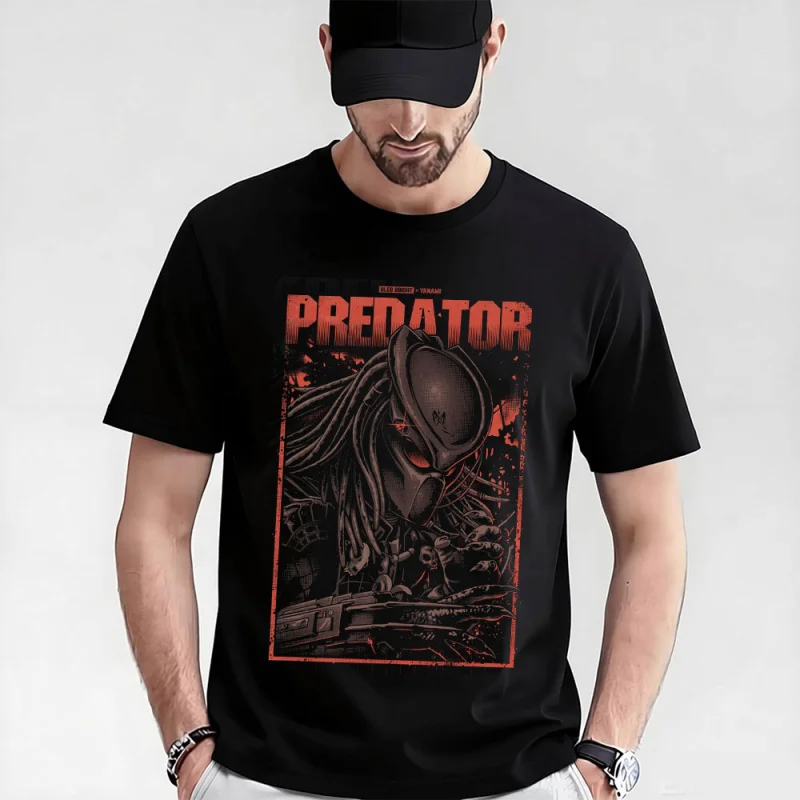 

Retro Horro movie Predator Sic-Fi Gift T shirt Alien Monster Hunter Graphic clothes 0320 Yautja Warrior print Tee Large size Top