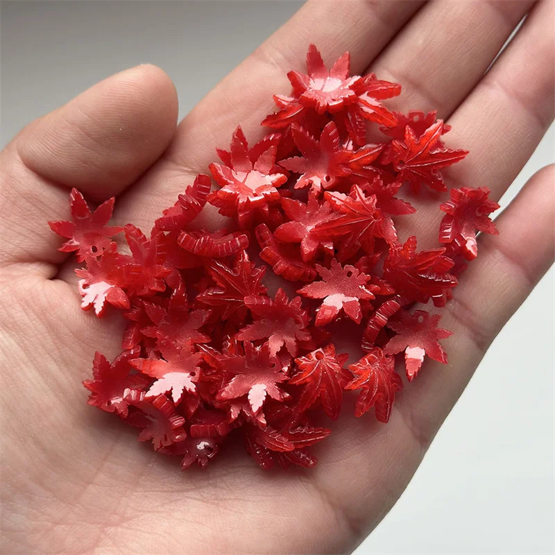 13MM Color Acrylic Ancient Style Maple Leaves Beads Loose Beads Handmade DIY Making Necklace Hairpin Earring Accessories view 2