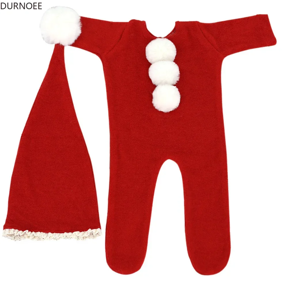 Baby Outfit  Newborn Photography Christmas Hat Romper  Baby Photoshoot Props Clothing