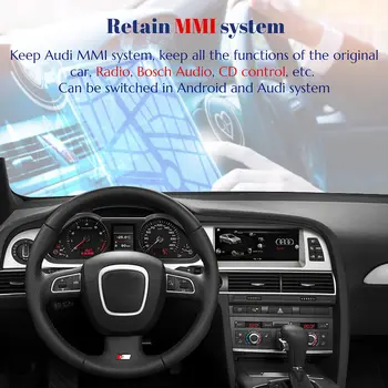 BONROAD 適用於Audi A6 C6 4F 2005-2015 的 Android Auto 無線 CarPlay 多媒體螢幕,支援 MMI 2G 3G 車載播放器、GPS 導航和收音機功能 10 最佳銷售 奧迪 A6 C6 CarPlay - №5