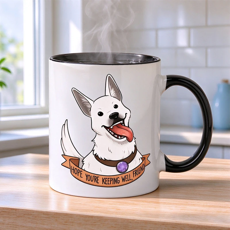 Baldurs Gate 3 Scratch Mug, Ceramic Coffee Cup, BG3 Dog Gamer Gift
