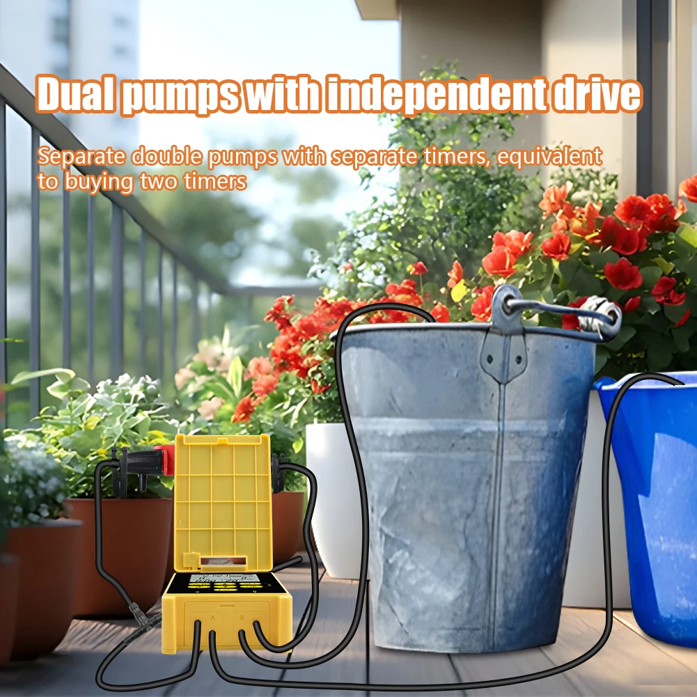Solar Automatic Drip Irrigation Kit | Dual Pump Water Timer with Rain Sensor | Smart Soil Moisture Detection for Plants