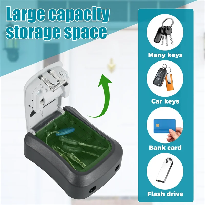 ABBK-Magnetic Key Box For Under Car, 4 Digit Combination Code Magnetic Key Storage Holder, Magnet Key Lock Case For Hide Key