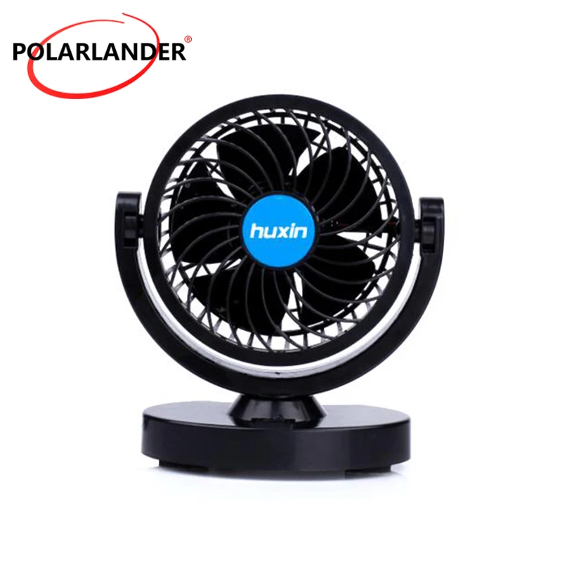 Blue 12V DC Car Electric Fan HX-T305 4W Low Noise 306° Rotation Shaking Head Cooling Fan For Passenger Car Van