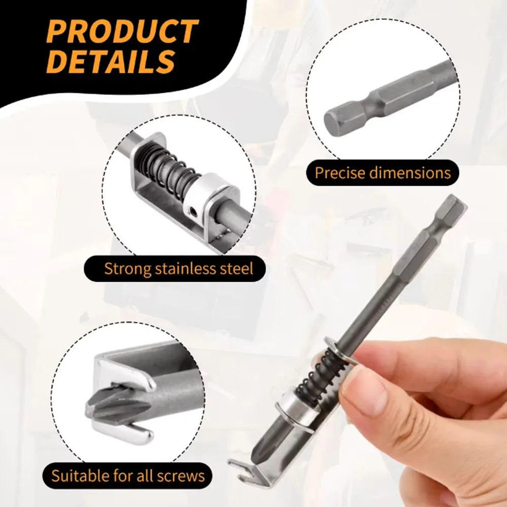 Spring-Loaded Screw Holder Drill Bit Anti-Drop Screwdriver Bit Fixing Clamp Set, Suitable For Electricians And Home DIY Repairs.