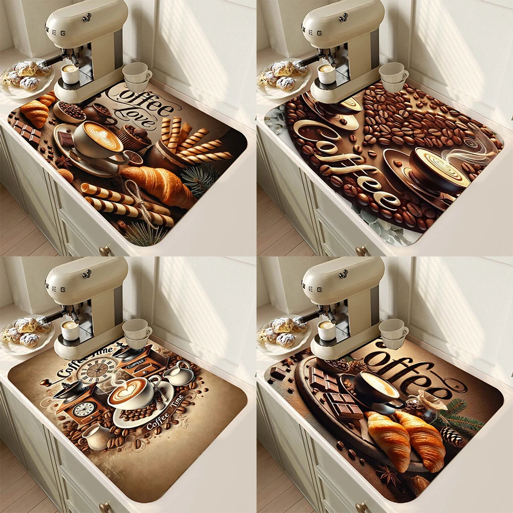 Drying Mat Coffee Mat Super Absorbent Drying Dish Drying Mats for Kitchen Counte Mat for Toilet Countertop Home Supplies