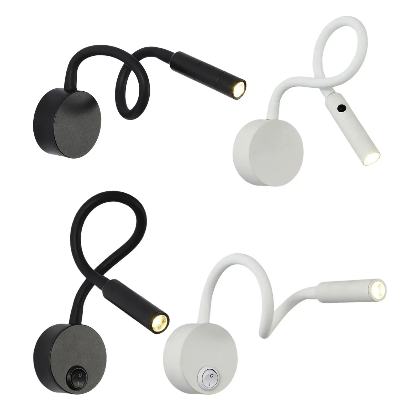 

Прикроватная светодиодная лампа для чтения, гибкий настенный ночник, бра с выключателем, 3 Вт, домашний точечный светильник