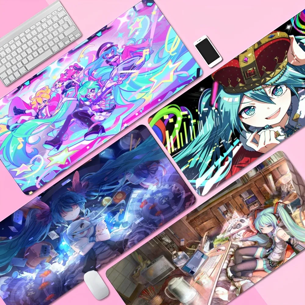 

H-HatsuneS M-MikuS Mousepad Custom Skin Desktop Desk Mat Kawaii Gaming Accessories Students Writing Pad for PC Computer Table