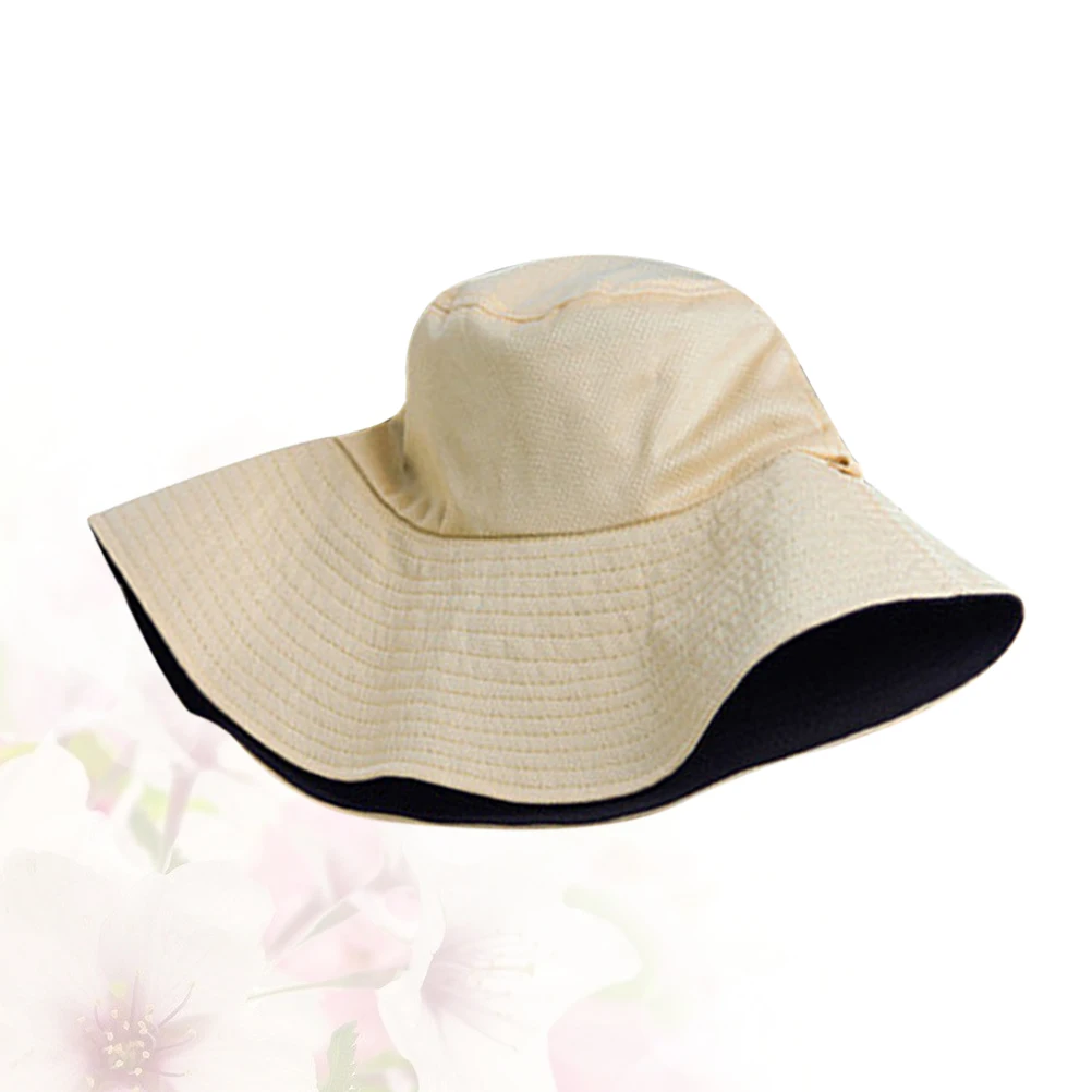 

Reversible Bucket Hat Wide Brim Sun Protection Beach Hat Spring Summer Beige Lightweight Outdoor Sports Gardening Camping Hiking