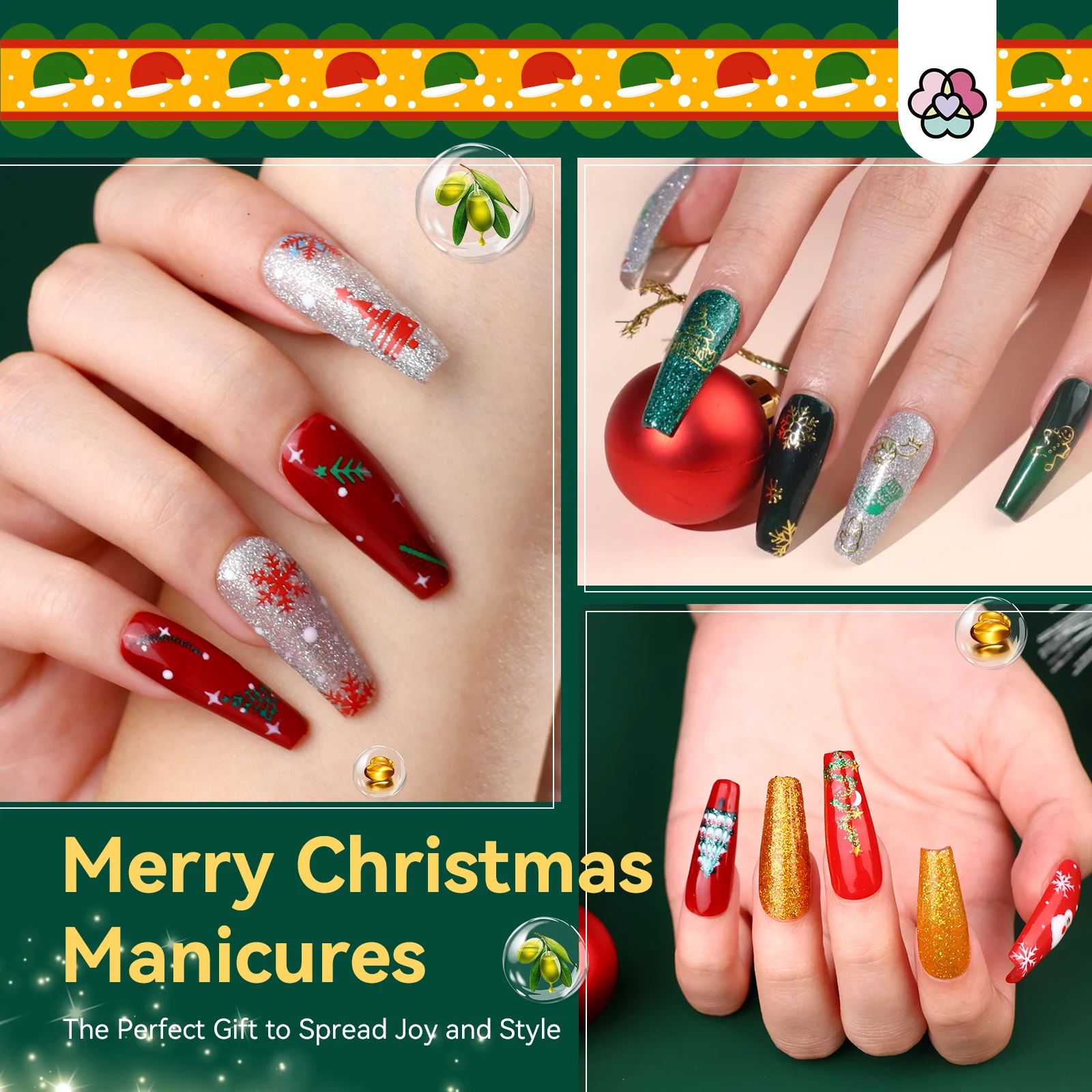 Saviland 10 Kerstkleuren Gel Nagellak Kit met Elektrische Nagelboormachine 48W UV Licht UPF 200 + Handschoenen Base Top Gel Set