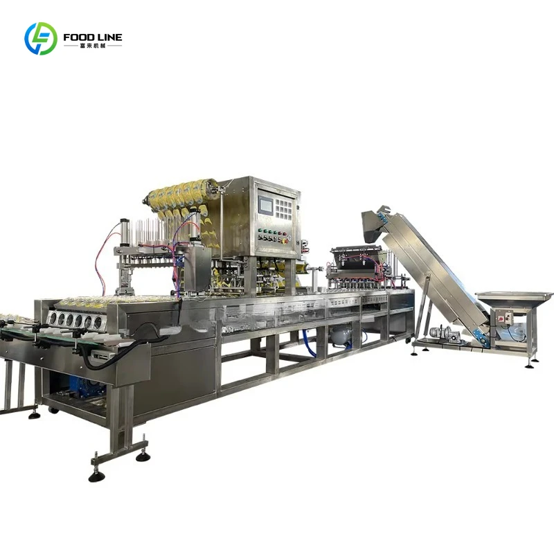 Customized automatic ice cube cup filling and sealing production line cup ice filling packaging machine for commercial use
