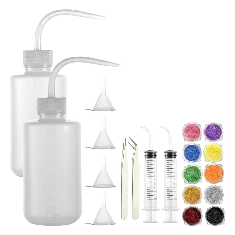 مجموعة أدوات ABZL Snow Globe Tumbler DIY مع 20 قطعة من لوازم، وزجاجة ضغط بلاستيكية وزجاجات لامعة متضمنة