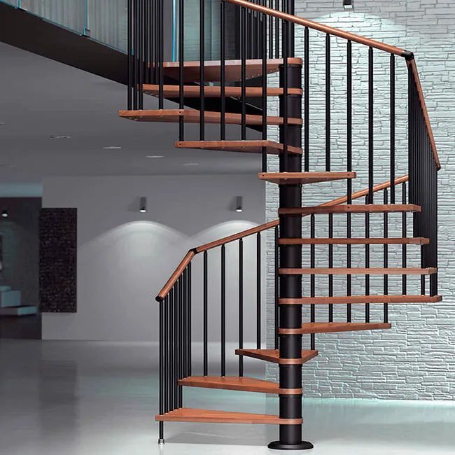 سلالم حلزونية مخصصة من خشب البلوط درابزين قضيب الخطوة تصميم حديث عالي الجودة شعاع منزل صغير سلم حلزوني #6