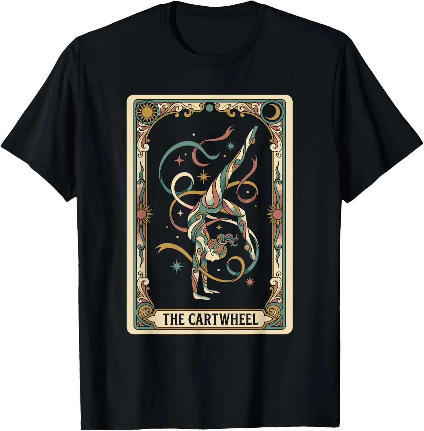 The Cartwheel Vintage Tarot Card Gymnast Astrology T-Shirt 100% Cotton Trendy Y2K Short-Sleeve Tee-Soft, Quick-Drying,