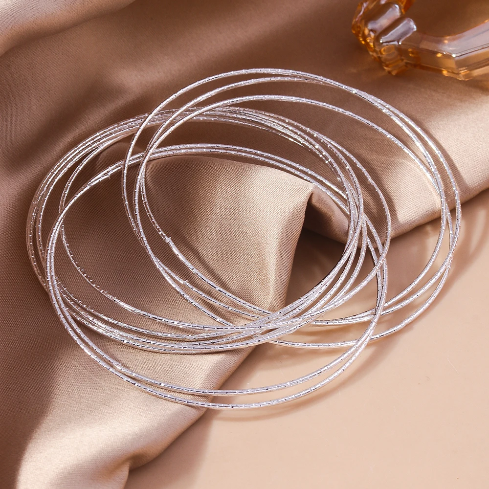 Aihua Mode Sterling Silber Grübchen Kreis Silber Farbe Armreifen Armbänder für Frauen Männer Liebhaber Hochzeit Verlobung Schmuck Geschenk – Detail 11