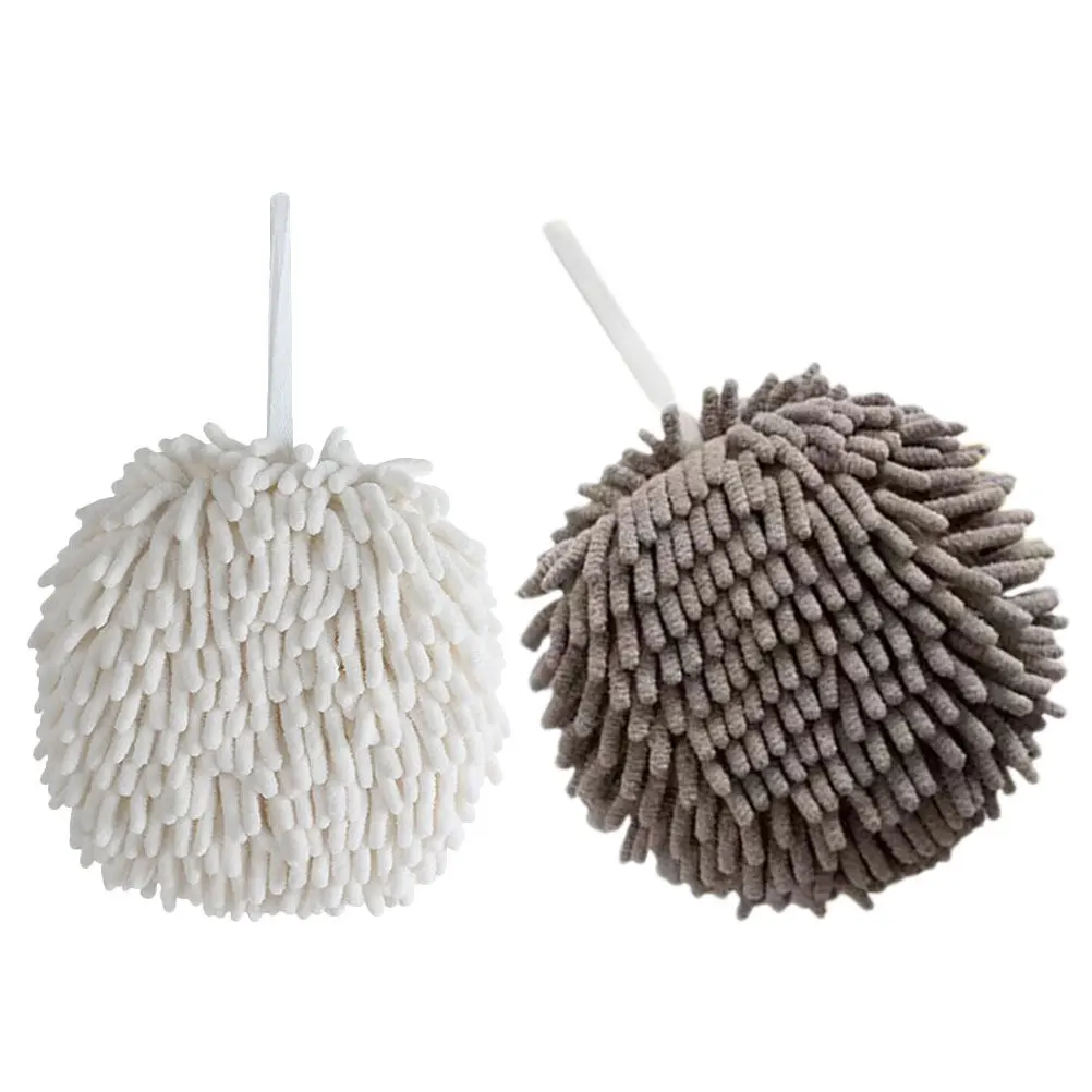 

2pcs Chenille Hand Towels Soft Absorbent Quick Dry Hanging Towel For Bathroom Kitchen Home Travel Water Absorbent Ball Towel