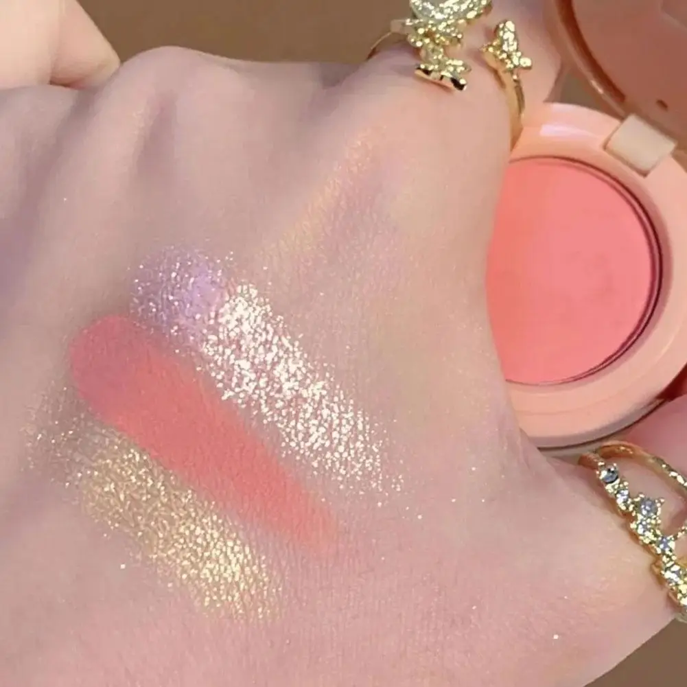 ハイライトパウダーマット頬紅アイシャドウ 3 で 1 フェイスメイクナチュラルパレットマルチカラー繊細な光沢のある美容メイクアップ化粧品