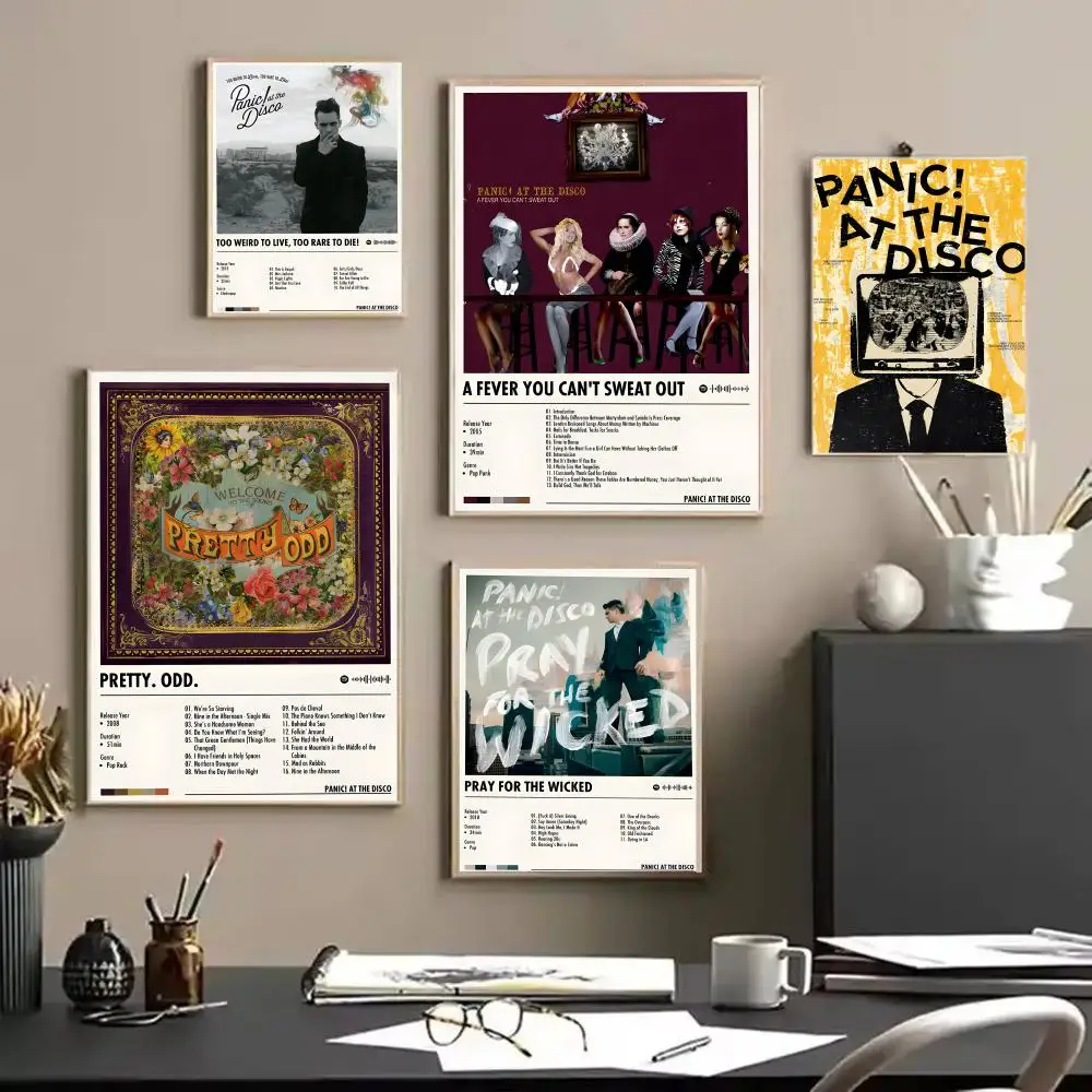 Classic Band p-Panic at the Disco Album Linen Canvas Poster Wall Art Prints for Living Room Bedroom Office Home Decoration Gift
