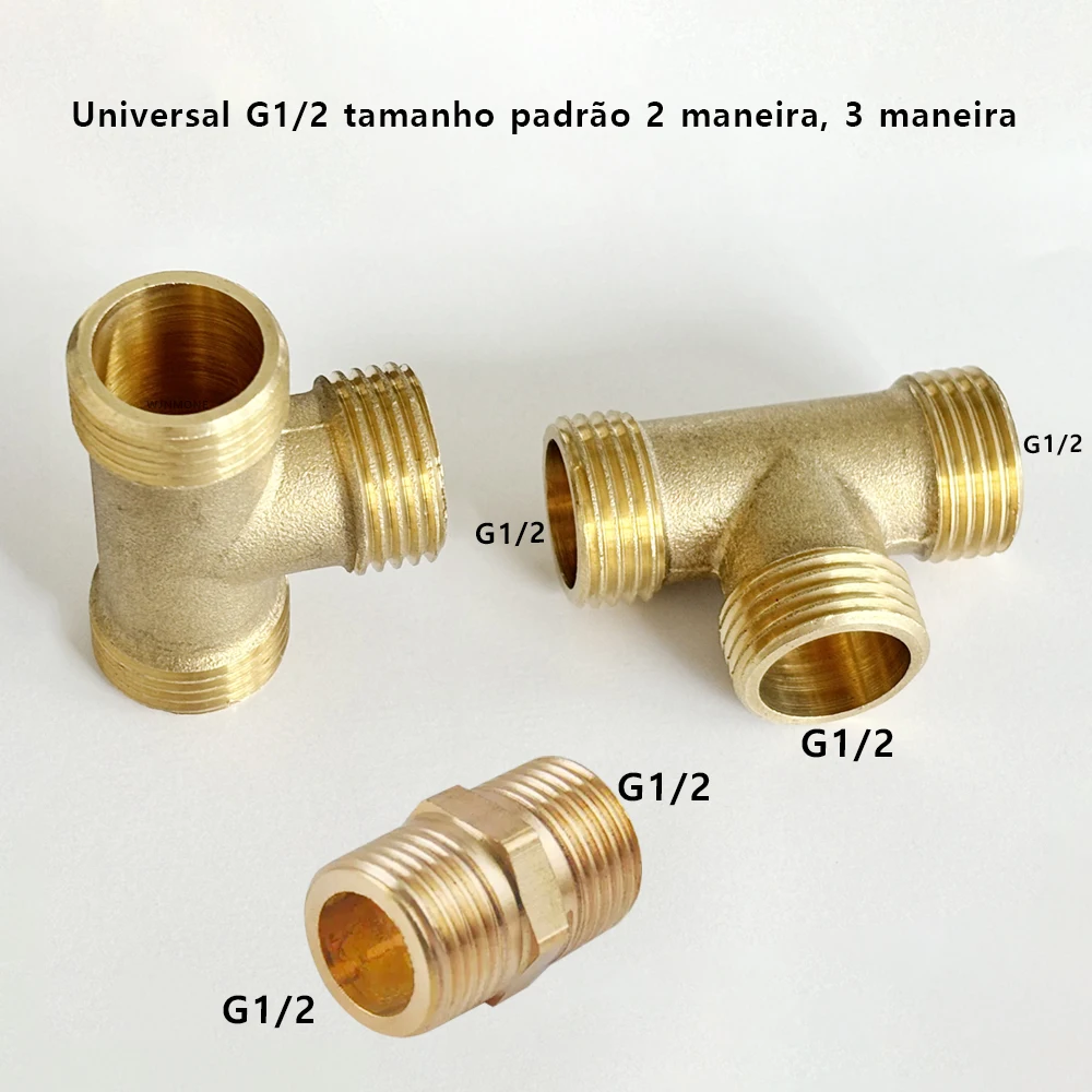

Bathroom Shower Hose Water Fitting Adapter Pipe Extender Connector G1/2 Universal 1/2" Male To Male Copper Adaptor Accessories