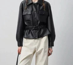 

Biker Jackets Womens Jacket Air Hood Leather Ribbed Bomber Minimalism Campus Retro Fashionable Water-Resistant Halloween Casual