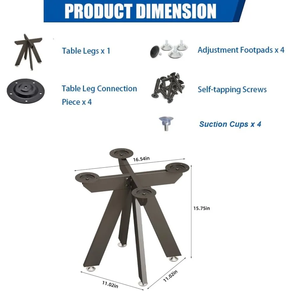 Sturdy Metal Coffee Table Legs, 16 Inch Round Base for Various Table Tops - Suitable for Marble, Glass, Wood (Enhanced Stability